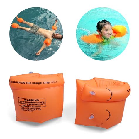 1pair2 Pcs Inflatable Thickening Swim Arm Bands Rings Swimming Floats