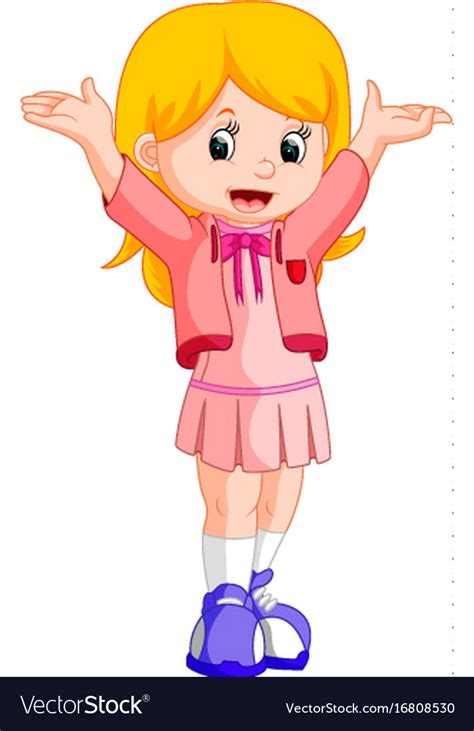Happy Little Girl Cartoon Royalty Free Vector Image