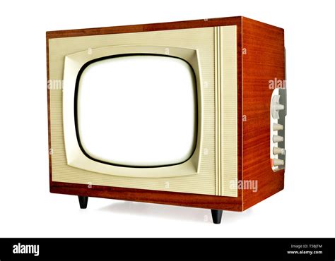 Old Vintage Television With Blank Screen Isolated On White Background