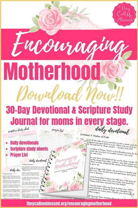 The Front Cover Of Encouraging Motherhood Journal With Pink Roses And