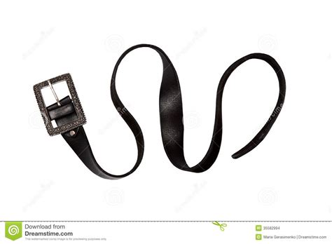 Black Leather Belt Stock Photo Image Of Silver White 35582994