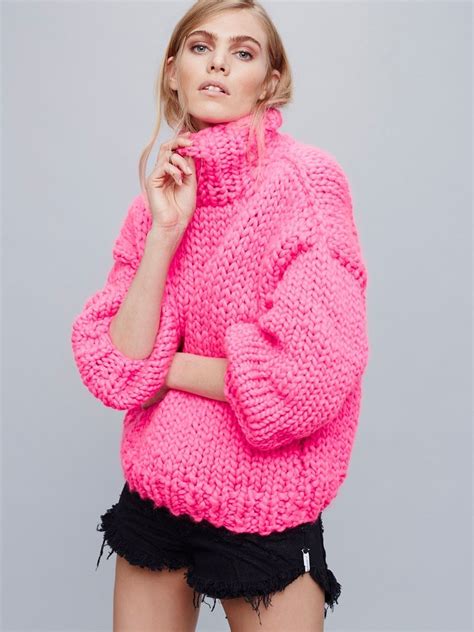 Pin By Lady J On Hotter Than You Pink Turtle Neck Chunky