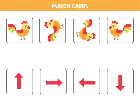 Premium Vector Orientation For Kids Match Cards With Arrows And Cute