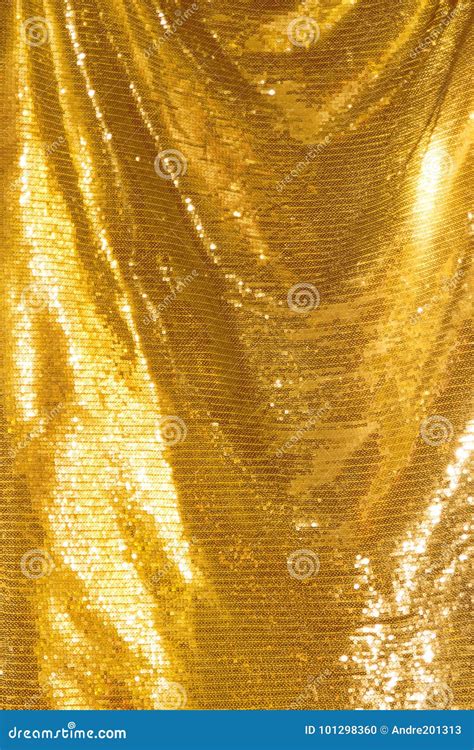 Golden Sequins Sparkling Sequined Textile Stock Photo Image Of