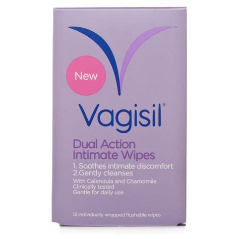 Vagisil Dual Action Intimate Wipes 12 Individually Wrapped Flushable