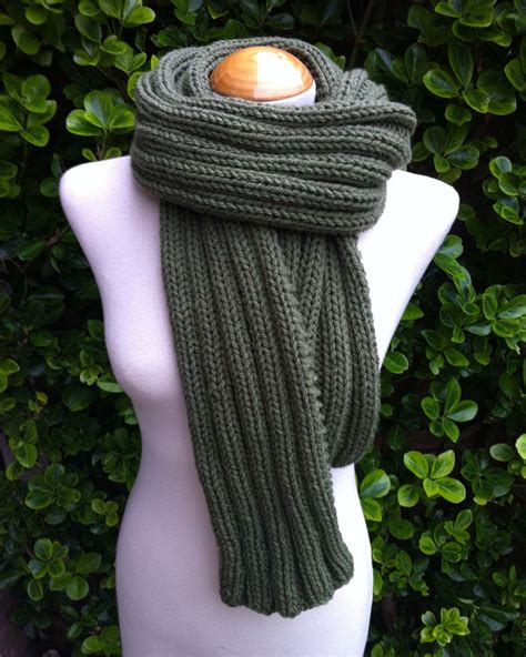 Hand Knitted Scarf Luxurious Long Ribbed Scarf In A Etsy Hand Knit