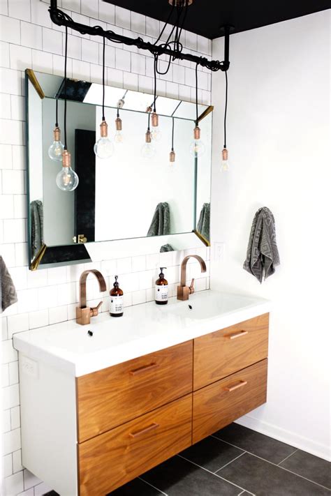 Black Ceiling Floating Vanity Give Illusion Of Space In Small Master