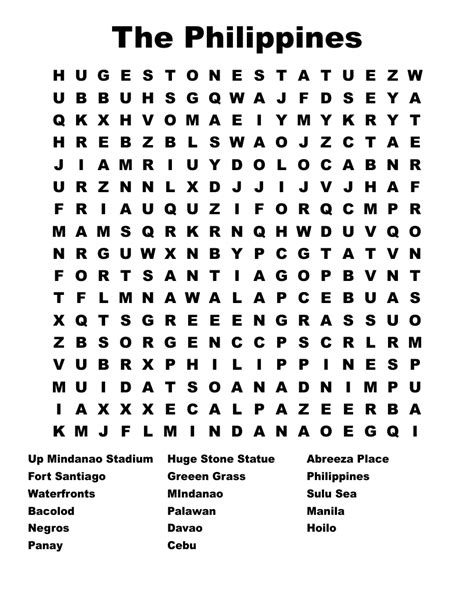The Philippines Word Search Wordmint