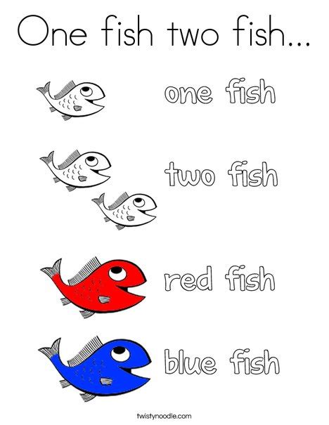 One fish two fish Coloring Page - Twisty Noodle