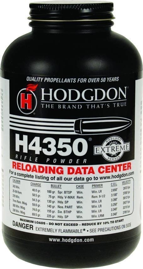 Hodgdon Smokeless Extreme Rifle Powder H4350 1 Lb Reliable Gun