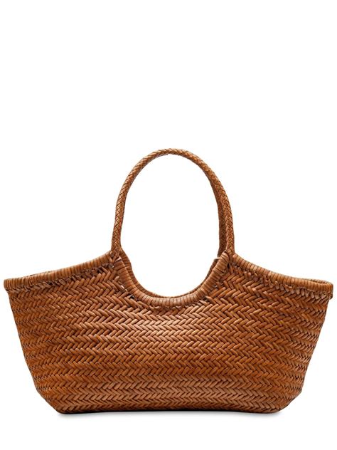 Dragon Diffusion Big Nantucket Woven Leather Basket Bag In British Tan