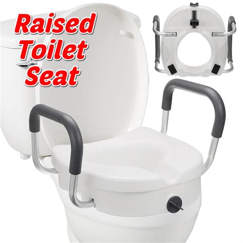 Removable Raised Toilet Seat With Arms Handles Padded Disability Aid Elderly Supports Sale