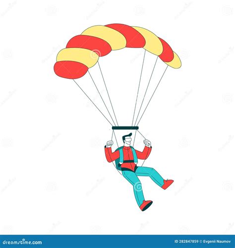 Air Sport With Happy Man Character Parachuting And Skydiving Vector