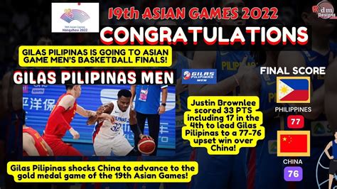 GILAS PILIPINAS VS CHINA Quarter Score Oct 4 2023 19th ASIAN GAMES