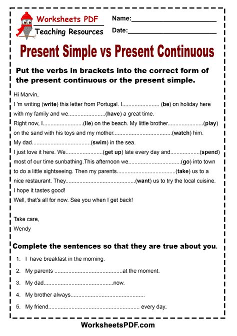 Present Simple VS Present Continuous 3 English Grammar Exercises