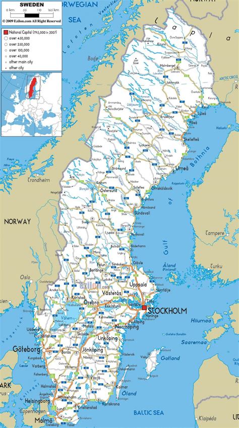 Schweden Road Map Road Landkarte Von Schweden Nordeuropa Europa