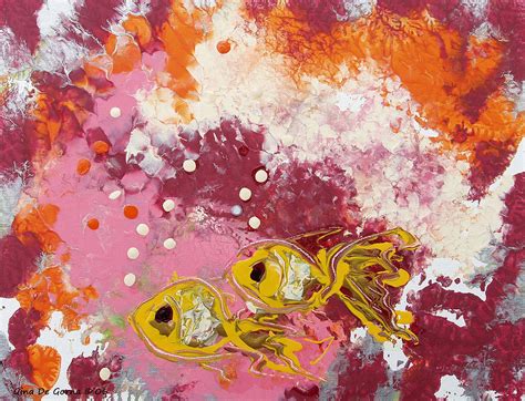 2 Gold Fish Painting By Gina De Gorna Fine Art America