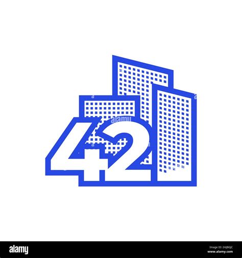 Number 42 With Building Logo Design Vector Graphic Symbol Icon