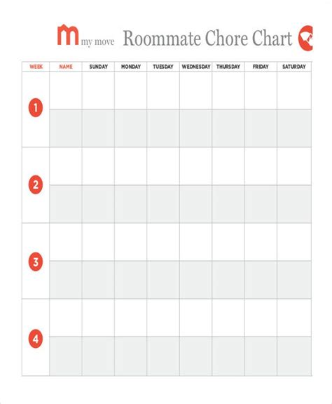 Printable Roommate Chore Chart Template Printable Templates Free