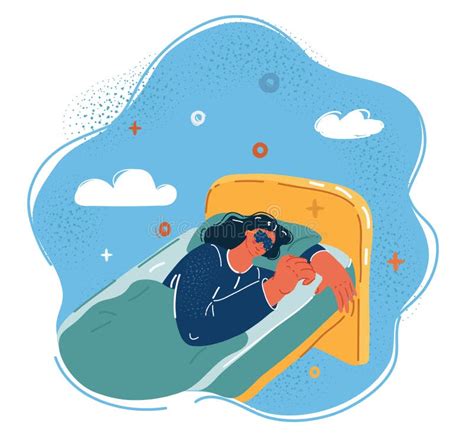 Vector Illustration Of Woman Sleeping In Bed Stock Vector