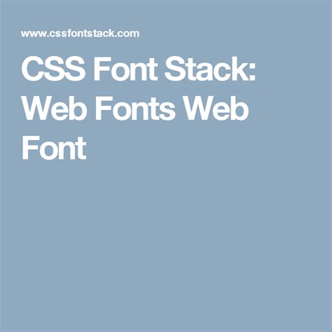 Css Font Stack Web Fonts Web Font Web Font Web Design Tutorials Fonts