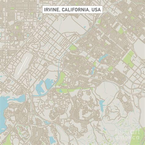 Irvine California Us City Street Map Digital Art By Frank Ramspott