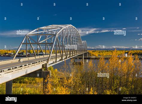The Parks Highway Bridge Over The Nenana River Fall Interior Alaska