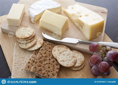 Assorted Cheese Platter Served On A Buffet As An Appetizer With