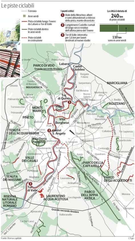 La Mappa Delle Piste Ciclabili A Roma Nextquotidiano