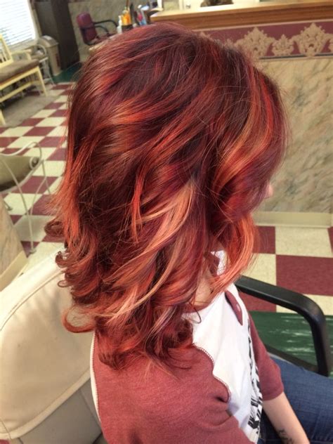 Violetbright Red Ombré With Blonde Peek Boo Highlights