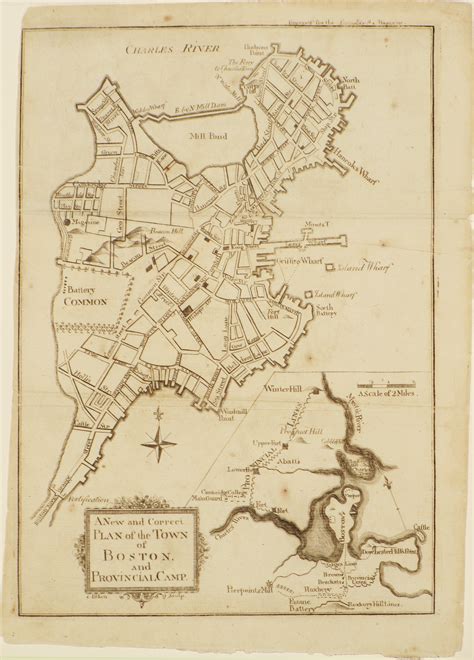 Rare Plan Of Boston Printed In The Colonies During The Revolution