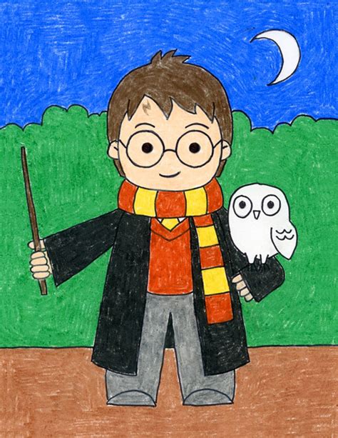The use of pink to color the picture should excite your kid. How to Draw Harry Potter · Art Projects for Kids