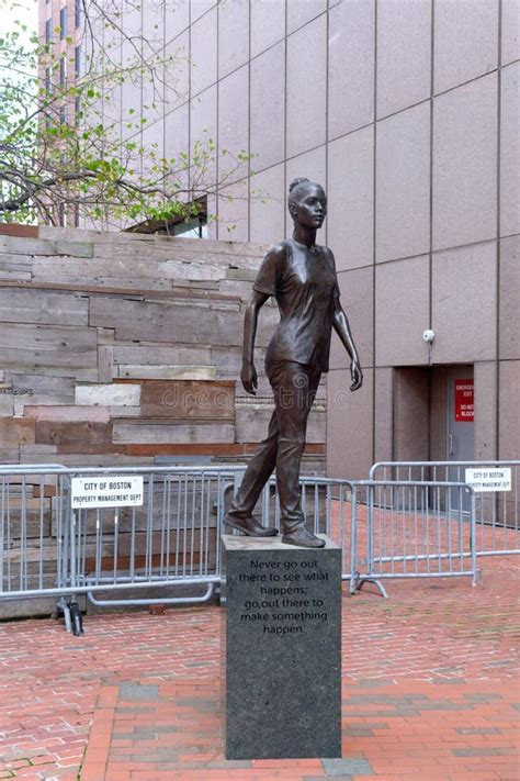 Statue Of Child With Bill Russell In Boston Editorial Stock Photo