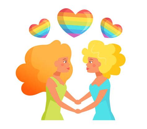 Kissing Lesbian Couple Silhouette Illustrations Royalty Free Vector