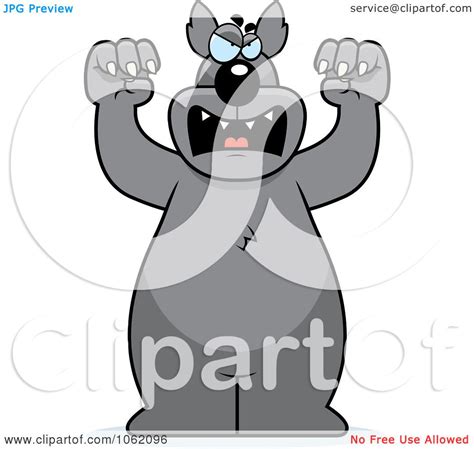 Clipart Big Mean Wolf Attacking Royalty Free Vector Illustration By