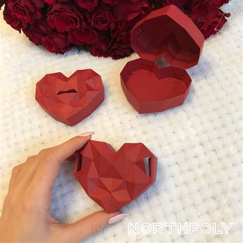 Small Heart Shaped Box Northpoly Heart 3d Origami Paper Etsy