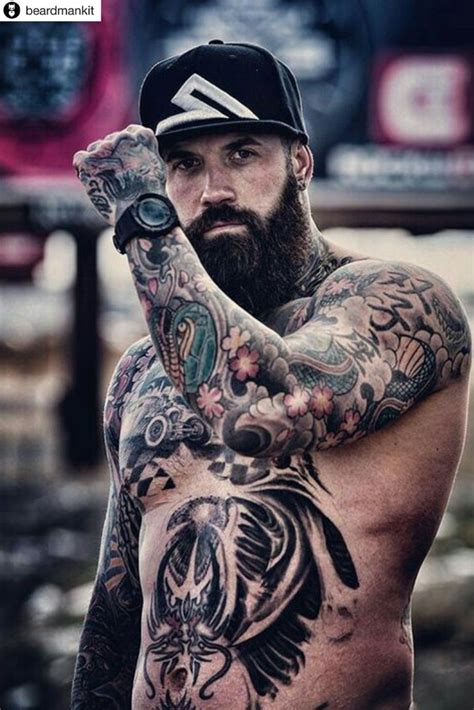 join the beard club 🔥 follow us on instagram⠀⠀⠀⠀⠀⠀ bearded tattooed men