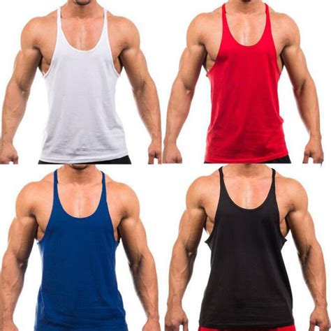 Gym Singlets Men S Tank Tops Cotton Stringer Bodybuilding And Fitness