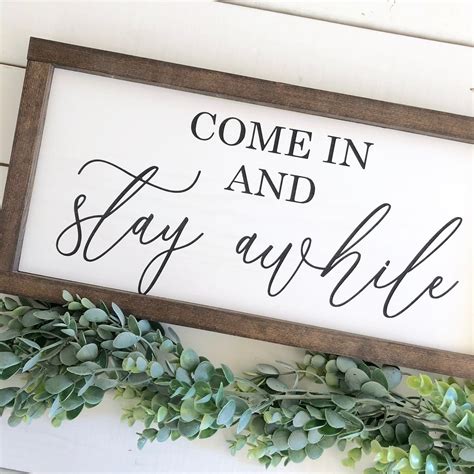 Come In And Stay Awhile Wood Sign Entryway Decor Entryway Etsy