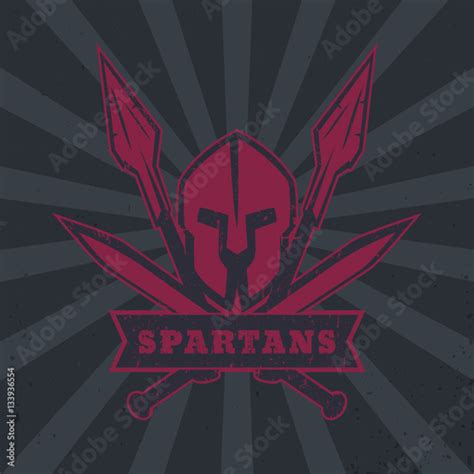 Spartans Logo Emblem With Spartan Helmet Two Crossed Swords And