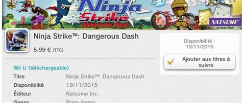 Ninja Strike Dangerous Dash De Natsume Le 19 Novembre Sur Wii U