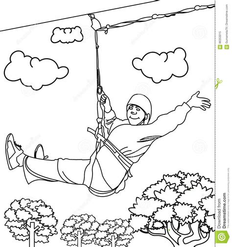 Download Zipline coloring page stock illustration. Illustration of human - 86353015