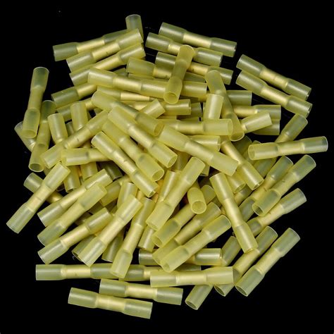 Yellow 100pcs Insulation Yellow Heat Shrink Butt Wire Crimp Electrical