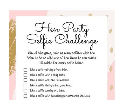 Hen Party Games Hen Party Selfiephoto Challenge Hen Party Game