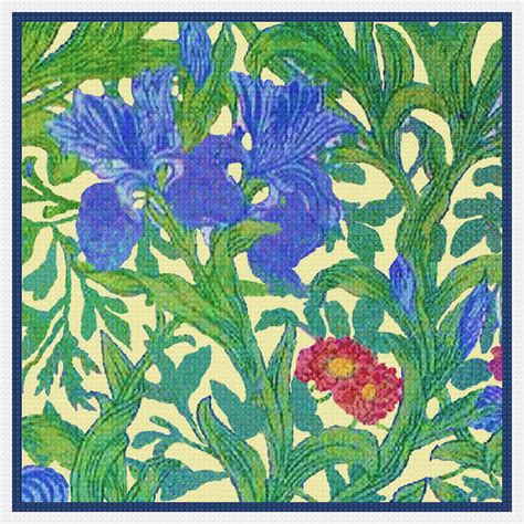Blue Iris by Arts and Crafts Movement Founder William Morris Counted C