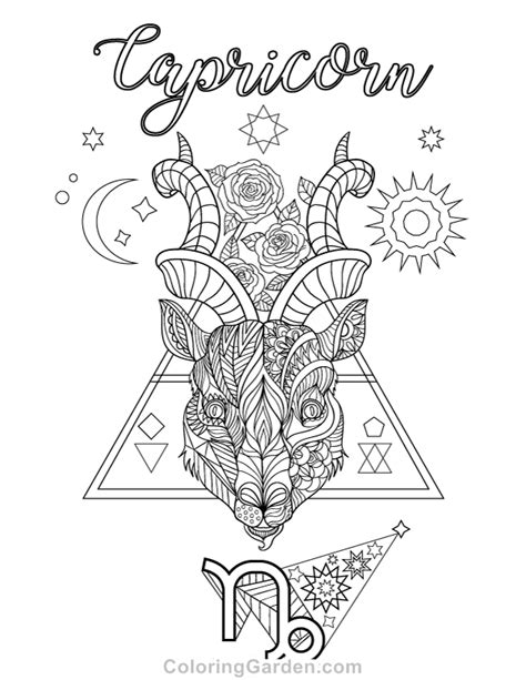 Free Printable Capricorn Zodiac Adult Coloring Page Download It In