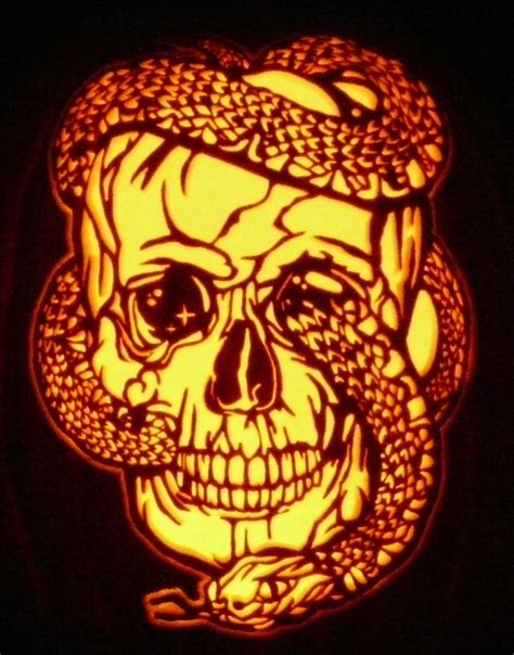 Skull And Snake Hand Carved On A Foam Pumpkin By Kenklinker On Deviantart
