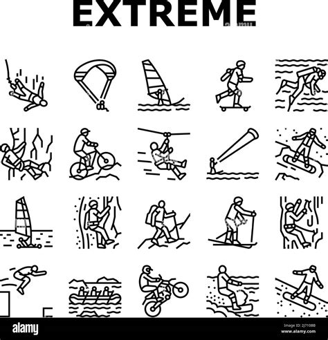 Extreme Sport Sportsman Activity Icons Set Vector Stock Vector Image