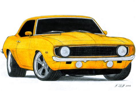 1969 Chevrolet Camaro Ss Pro Touring Drawing By Vertualissimo
