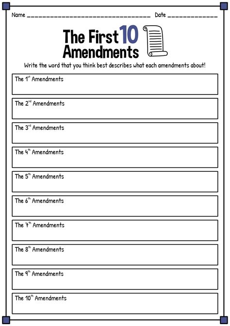 Amendment Worksheet Answers